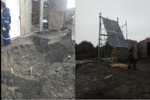 Excavación y montaje de una estructura para paneles solares
